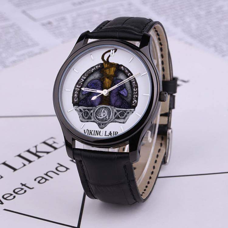 Printy6 Watch 31mm Mjolnir with Ravens Black Genuine Leather Band
