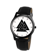 Load image into Gallery viewer, Printy6 Watch 34 mm Black Genuine Leather Valknut Watch