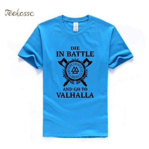VIKING LAIR blue 2 1 / S Die In Battle And Go To Valhalla Tshirt