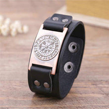 Load image into Gallery viewer, VIKING LAIR Bracelet Black-Copper / China Viking Compass Leather Bracelet