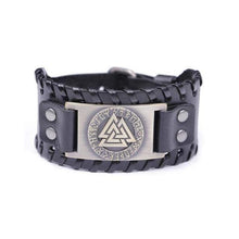 Load image into Gallery viewer, VIKING LAIR Bracelet Black Copper Plated Genuine Valknut Leather Bracelet