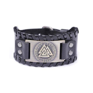 VIKING LAIR Bracelet Black Copper Plated Genuine Valknut Leather Bracelet