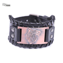 Load image into Gallery viewer, VIKING LAIR Bracelet Black Copper Plated Genuine Viking Wolf Leather Bracelet