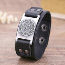 Load image into Gallery viewer, VIKING LAIR Bracelet Black-Silver / China Viking Compass Leather Bracelet
