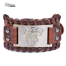 Load image into Gallery viewer, VIKING LAIR Bracelet brown bronze Genuine Viking Wolf Leather Bracelet