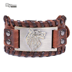 VIKING LAIR Bracelet brown bronze Genuine Viking Wolf Leather Bracelet