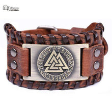 Load image into Gallery viewer, VIKING LAIR Bracelet Brown Copper Plated Genuine Valknut Leather Bracelet