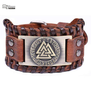 VIKING LAIR Bracelet Brown Copper Plated Genuine Valknut Leather Bracelet