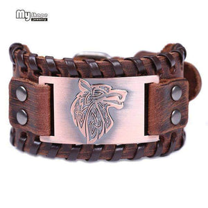 VIKING LAIR Bracelet brown leahter copper Genuine Viking Wolf Leather Bracelet
