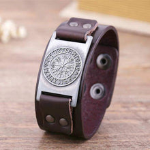 Load image into Gallery viewer, VIKING LAIR Bracelet Brown-Silver / China Viking Compass Leather Bracelet