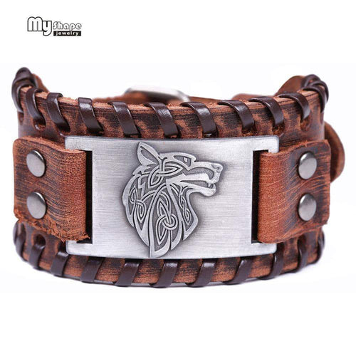 VIKING LAIR Bracelet Genuine Viking Wolf Leather Bracelet