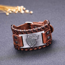Load image into Gallery viewer, VIKING LAIR Bracelet Genuine Viking Wolf Leather Bracelet