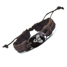 Load image into Gallery viewer, VIKING LAIR Bracelet Roaring Wolf  Woven Rope Leather Bracelet
