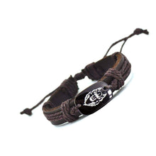 Load image into Gallery viewer, VIKING LAIR Bracelet Roaring Wolf  Woven Rope Leather Bracelet