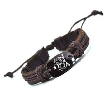 Load image into Gallery viewer, VIKING LAIR Bracelet Roaring Wolf  Woven Rope Leather Bracelet