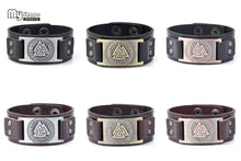 Load image into Gallery viewer, VIKING LAIR Bracelet Valknut Leather Viking  Bracelet