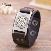 Load image into Gallery viewer, VIKING LAIR Bracelet Valknut Leather Viking  Bracelet