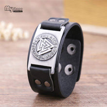 Load image into Gallery viewer, VIKING LAIR Bracelet Valknut Leather Viking  Bracelet