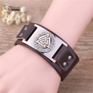 VIKING LAIR Bracelet Valknut Leather Viking  Bracelet
