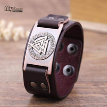 Load image into Gallery viewer, VIKING LAIR Bracelet Valknut Leather Viking  Bracelet