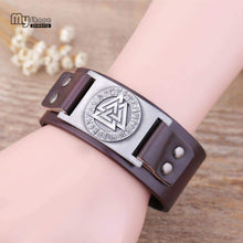 Load image into Gallery viewer, VIKING LAIR Bracelet Valknut Leather Viking  Bracelet