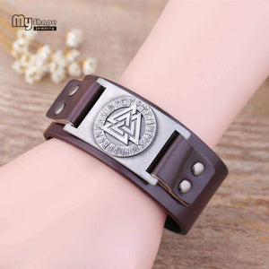 VIKING LAIR Bracelet Valknut Leather Viking  Bracelet