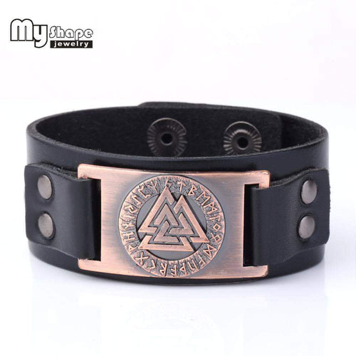 VIKING LAIR Bracelet Valknut Leather Viking  Bracelet