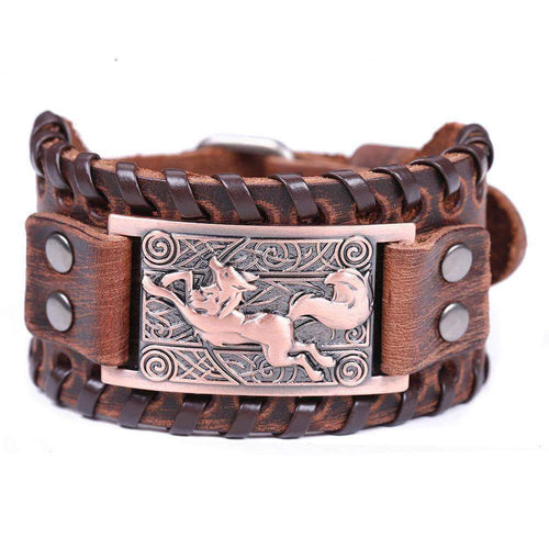 VIKING LAIR Bracelet Vintage Fox Metal Leather Bracelet