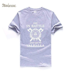 VIKING LAIR gray / S Die In Battle And Go To Valhalla Tshirt