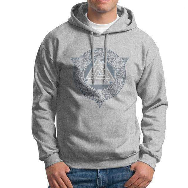 VIKING LAIR Gray / S(US)/XL Man Valknut Ice Flame Hoodies