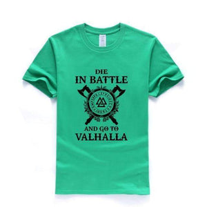 VIKING LAIR green 2 / S Die In Battle And Go To Valhalla Tshirt