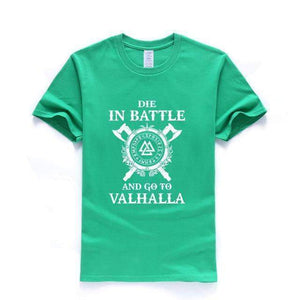 VIKING LAIR green / S Die In Battle And Go To Valhalla Tshirt