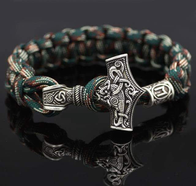 VIKING LAIR Necklace Antique Bronze Plated Mjolnir Hammer Paracord Bracelet
