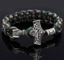 Load image into Gallery viewer, VIKING LAIR Necklace Antique Copper Plated Mjolnir Hammer Paracord Bracelet