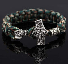 Load image into Gallery viewer, VIKING LAIR Necklace Black Gun Plated Mjolnir Hammer Paracord Bracelet