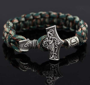 VIKING LAIR Necklace Black Gun Plated Mjolnir Hammer Paracord Bracelet