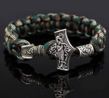 Load image into Gallery viewer, VIKING LAIR Necklace Black Zinc Plated Mjolnir Hammer Paracord Bracelet