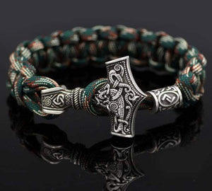 VIKING LAIR Necklace Black Zinc Plated Mjolnir Hammer Paracord Bracelet