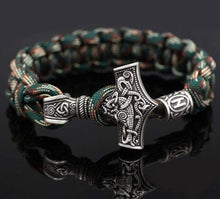 Load image into Gallery viewer, VIKING LAIR Necklace Blue Zinc Plated Mjolnir Hammer Paracord Bracelet