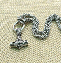 Load image into Gallery viewer, VIKING LAIR Necklace Dragon head chain / 19.7in/50cm Stainless Steel Viking Necklace of Odin/Wolf/Mjolnir/Valknut/Dragon/Goat