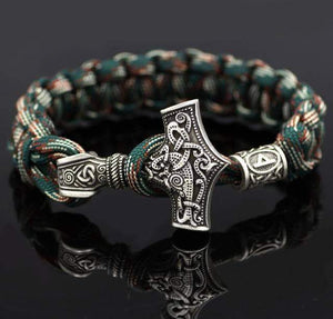 VIKING LAIR Necklace Gold-color Mjolnir Hammer Paracord Bracelet