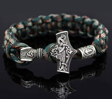 Load image into Gallery viewer, VIKING LAIR Necklace Light Yellow Color Mjolnir Hammer Paracord Bracelet