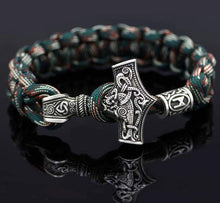 Load image into Gallery viewer, VIKING LAIR Necklace Light Yellow Gold Color Mjolnir Hammer Paracord Bracelet