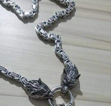 Load image into Gallery viewer, VIKING LAIR Necklace only wolf head chain / 19.7in/50cm Stainless Steel Viking Necklace of Odin/Wolf/Mjolnir/Valknut/Dragon/Goat