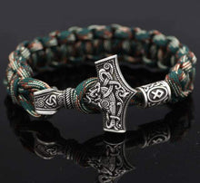 Load image into Gallery viewer, VIKING LAIR Necklace Pure Gold Color Mjolnir Hammer Paracord Bracelet