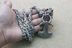 VIKING LAIR Necklace Stainless Steel Viking Necklace of Odin/Wolf/Mjolnir/Valknut/Dragon/Goat