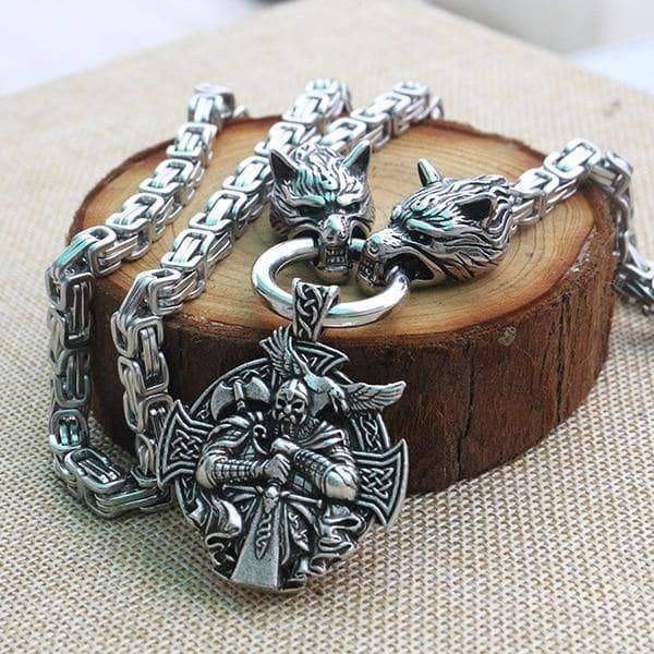 VIKING LAIR Necklace with odin pendant 1 / 19.7in/50cm Stainless Steel Viking Necklace of Odin/Wolf/Mjolnir/Valknut/Dragon/Goat