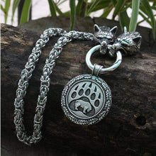 Load image into Gallery viewer, VIKING LAIR Necklace wolf head and chain3 / 19.7in/50cm Stainless Steel Viking Necklace of Odin/Wolf/Mjolnir/Valknut/Dragon/Goat