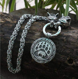 VIKING LAIR Necklace wolf head and chain3 / 19.7in/50cm Stainless Steel Viking Necklace of Odin/Wolf/Mjolnir/Valknut/Dragon/Goat