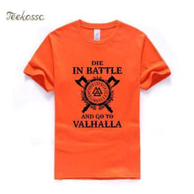 Load image into Gallery viewer, VIKING LAIR orange 2 / S Die In Battle And Go To Valhalla Tshirt